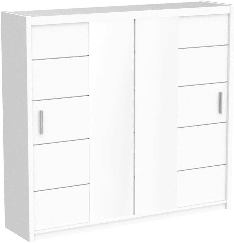 Modern Mirror sliding door wardrobe with LED Light Width 150cm/180cm/203cm