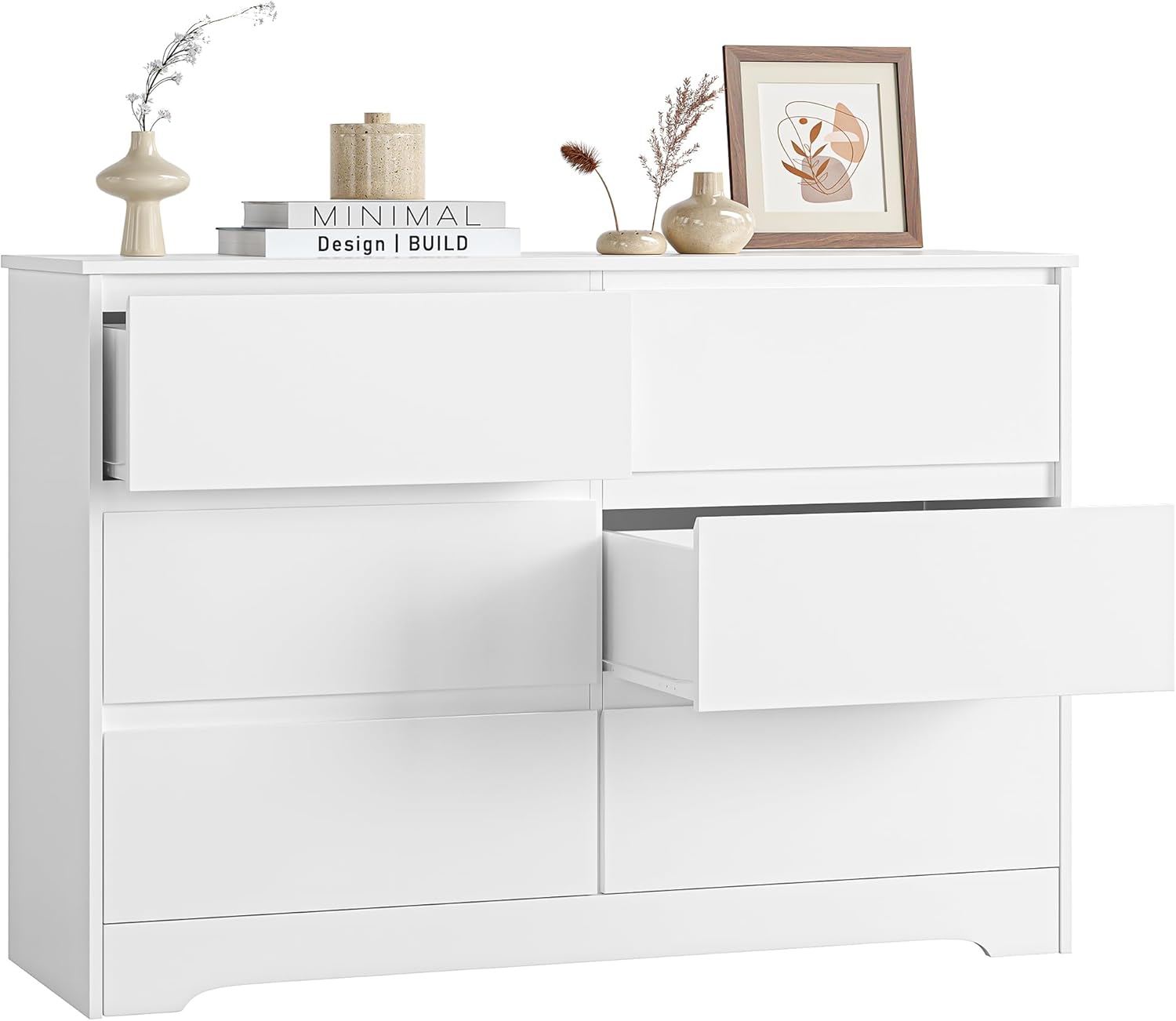 Chest of Drawers Bedroom Storage Cabinet Wide Dresser with 6 Drawers Bedroom Furniture