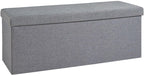 Extra Large Folding Ottoman Fabric Storage Chest, Grey, 100cm
