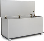 Ottoman Storage Chest Grey Toy Chest Bedding or Blanket Box Large Wooden