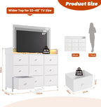 Dresser with LED Light,TV Stand for Bedroom with Charging Station,Fabric Drawer for Hallway