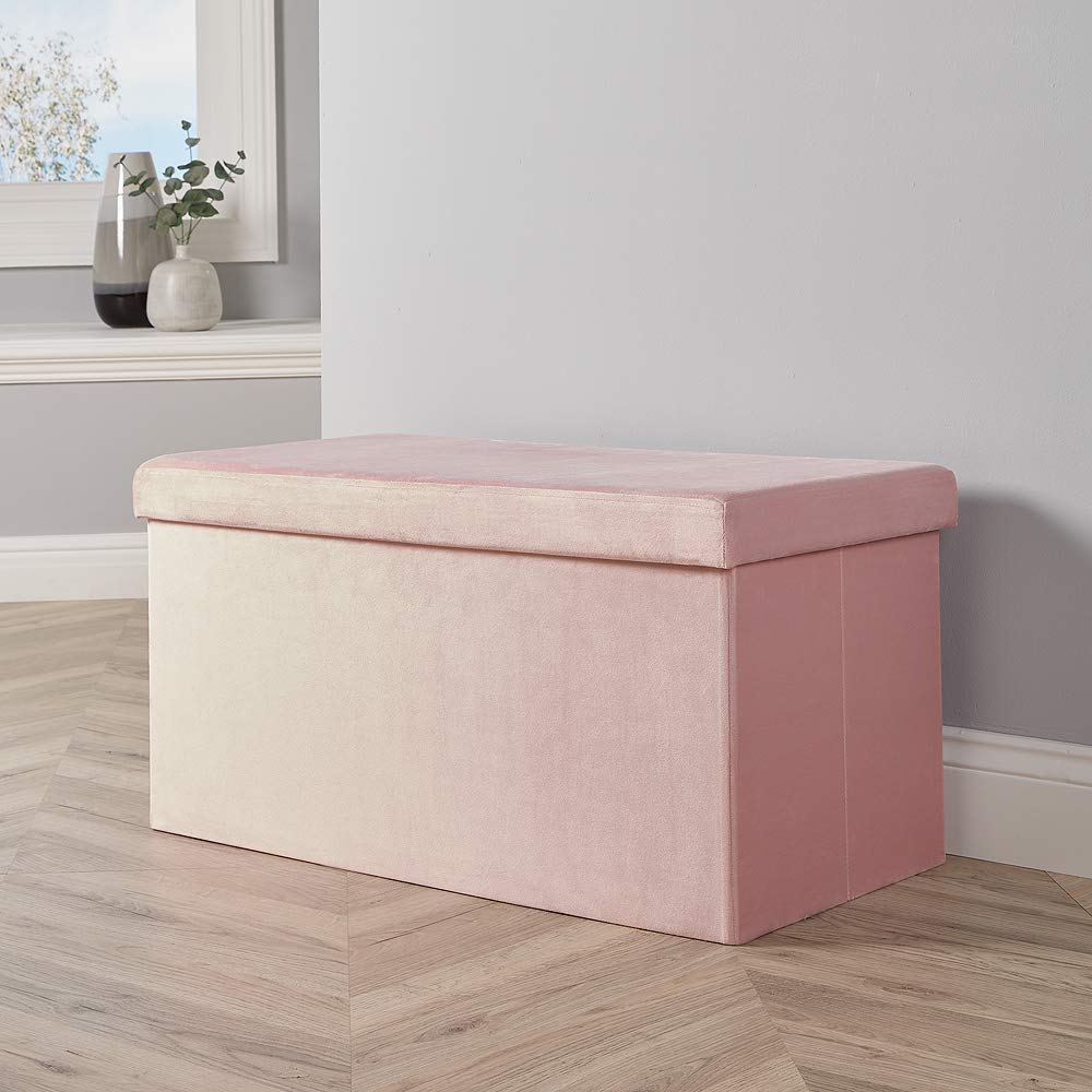 Extra Large Folding Ottoman Fabric Storage Chest, Grey, 100cm
