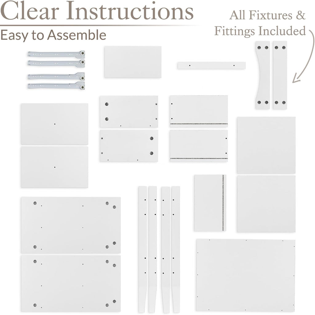 2 Drawer Bedside Table, Modern Bedroom Nightstand, Wooden MDF Side End Stand for Living Room Hallway Sofa