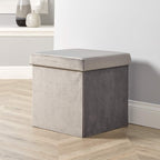 Extra Large Folding Ottoman Fabric Storage Chest, Grey, 100cm