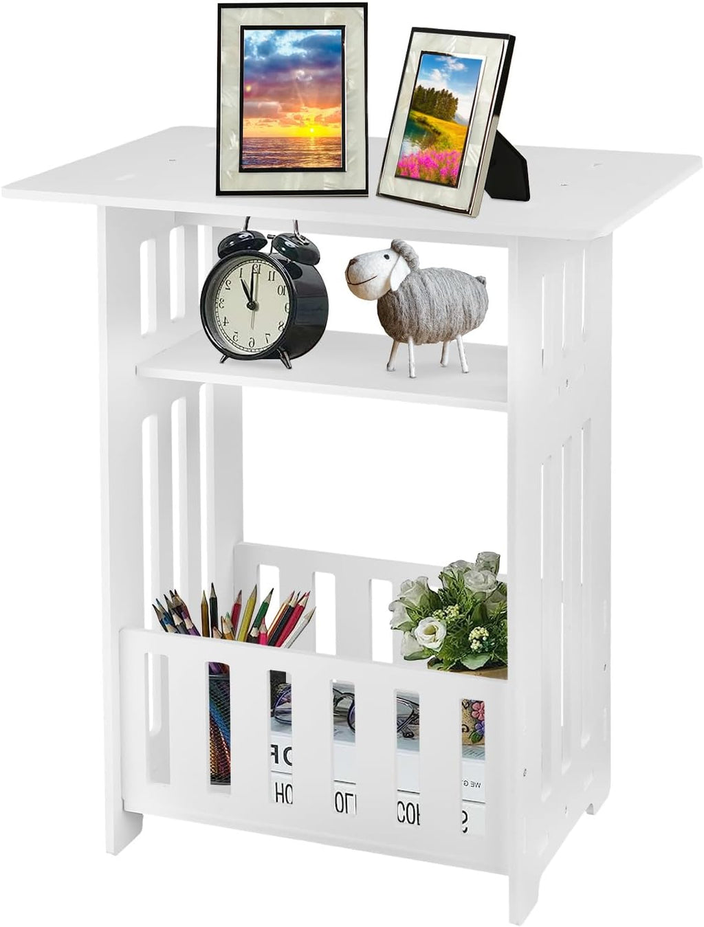 3 Tier Side Table 45x30x49cm - Modern Wood Nightstand End Table for Home Bedroom Living Room