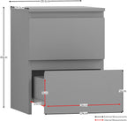 2 Drawer Bedside Chest (Grey)