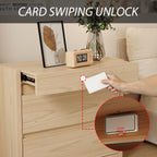 Bedside Table with Hidden Drawer, Modern Nightstand with 2 Large Drawers, Bedside Storage Cabinet