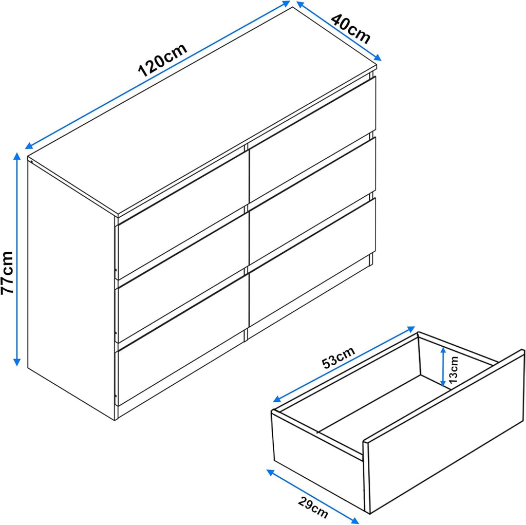 6 Drawer Bedroom Chest of Drawer Bedside Table Cabinet for Bedroom Living room Furniture