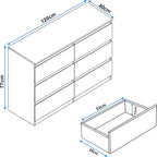 6 Drawer Bedroom Chest of Drawer Bedside Table Cabinet for Bedroom Living room Furniture