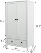 2 Door Wardrobe, Armoire with Drawer for Bedroom