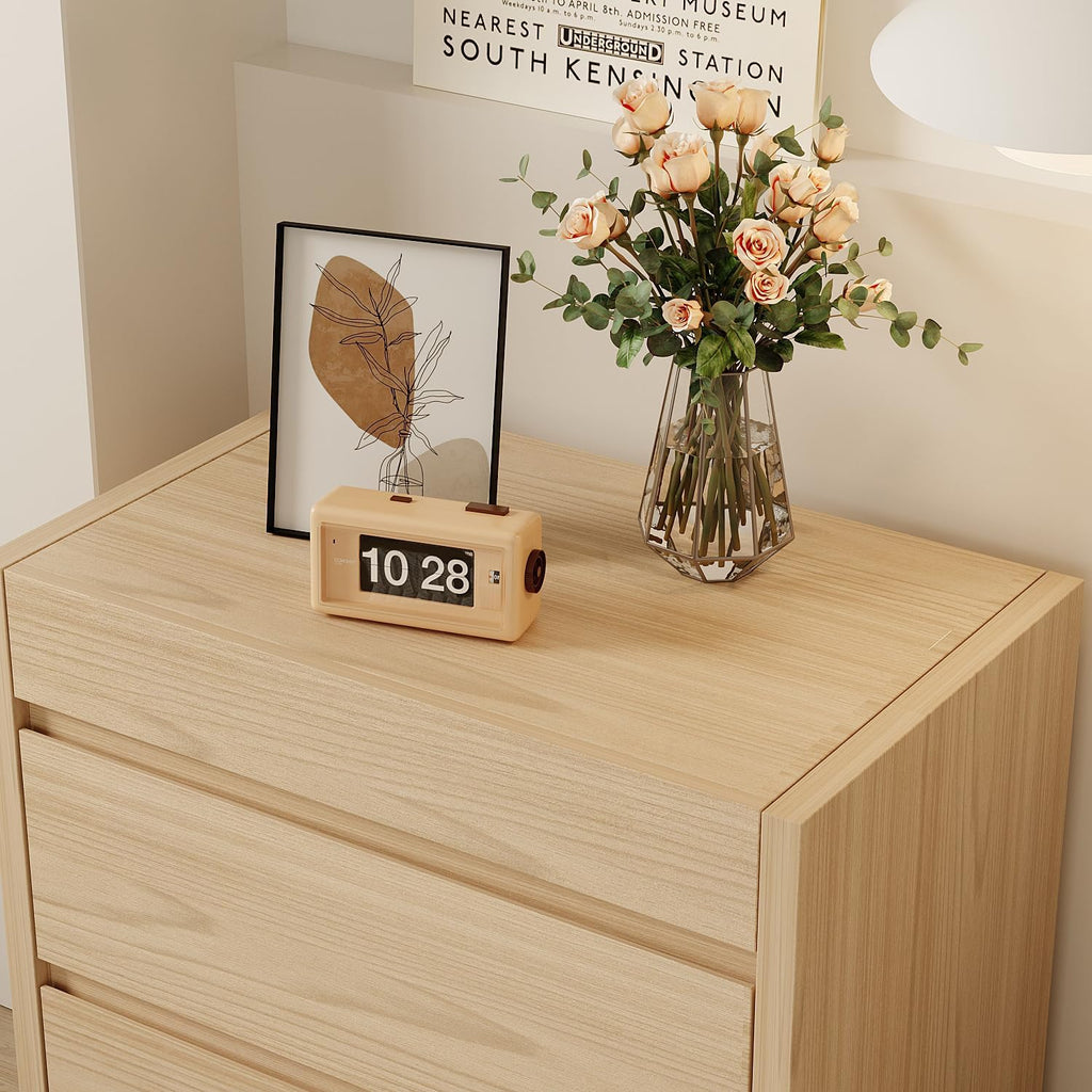 Bedside Table with Hidden Drawer, Modern Nightstand with 2 Large Drawers, Bedside Storage Cabinet