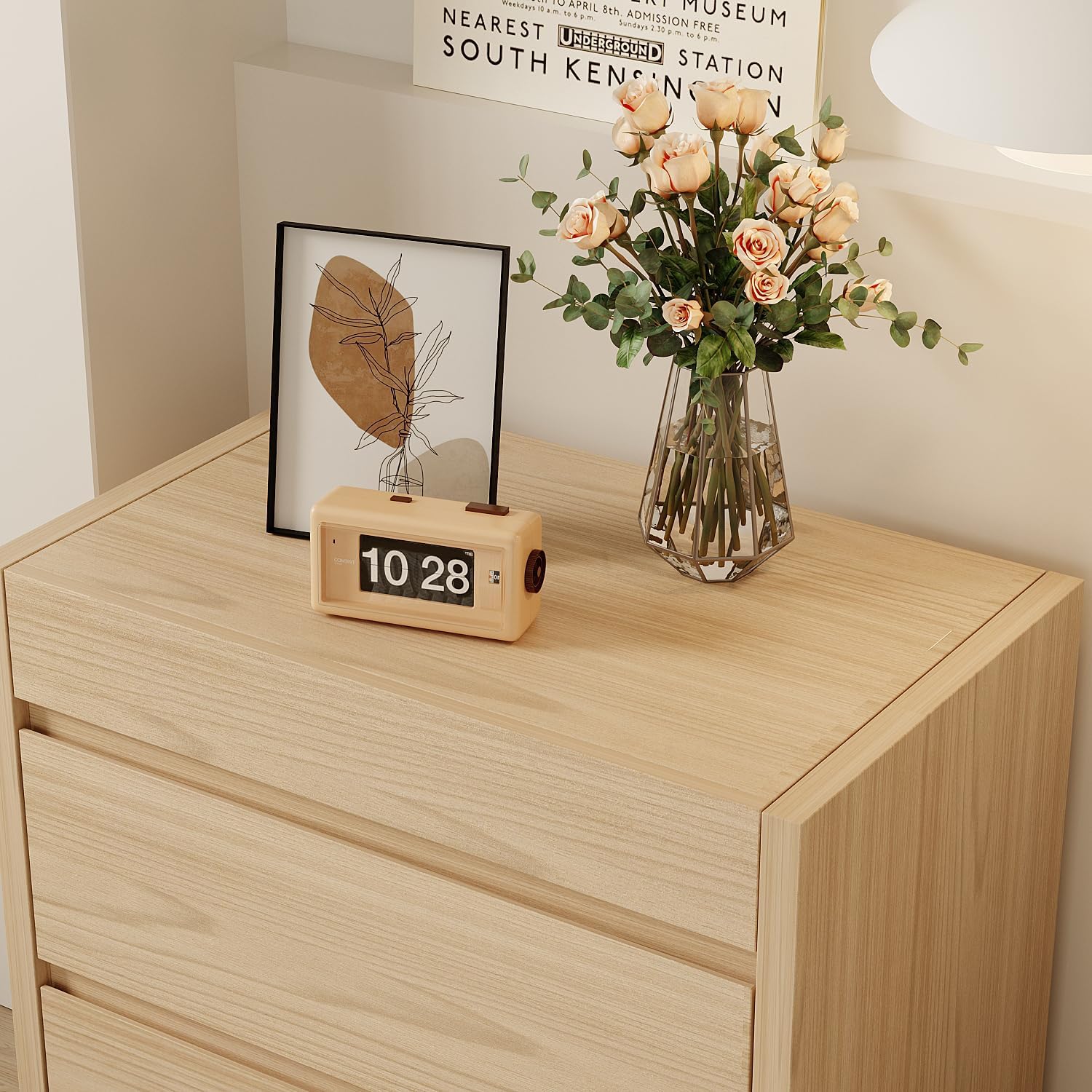 Bedside Table with Hidden Drawer, Modern Nightstand with 2 Large Drawers, Bedside Storage Cabinet