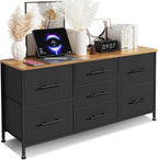 Dresser for Bedroom with 7 Fabric Drawers, TV Stand on Castors, Storage Organizer for Living Room
