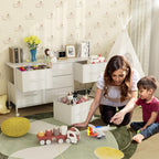 Dresser for Bedroom with 7 Fabric Drawers, TV Stand on Castors, Storage Organizer for Living Room