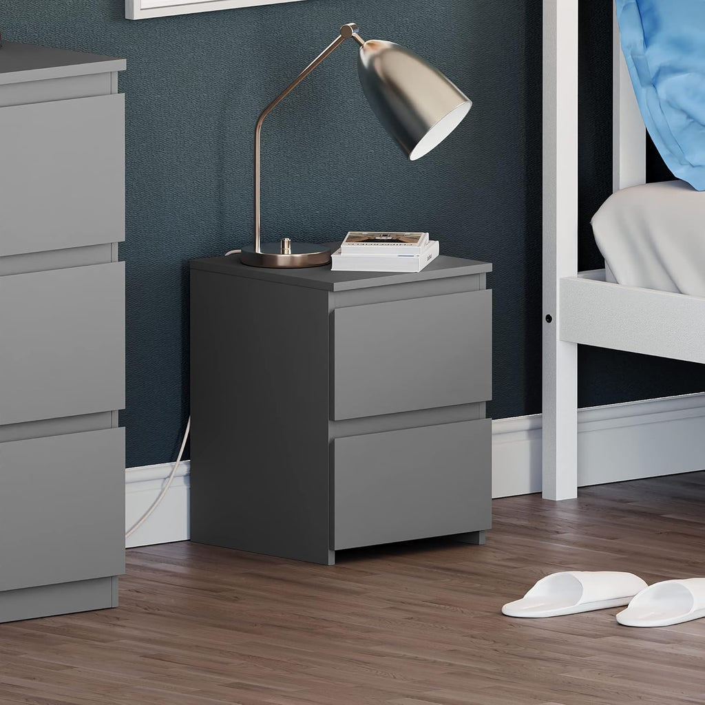2 Drawer Bedside Chest (Grey)