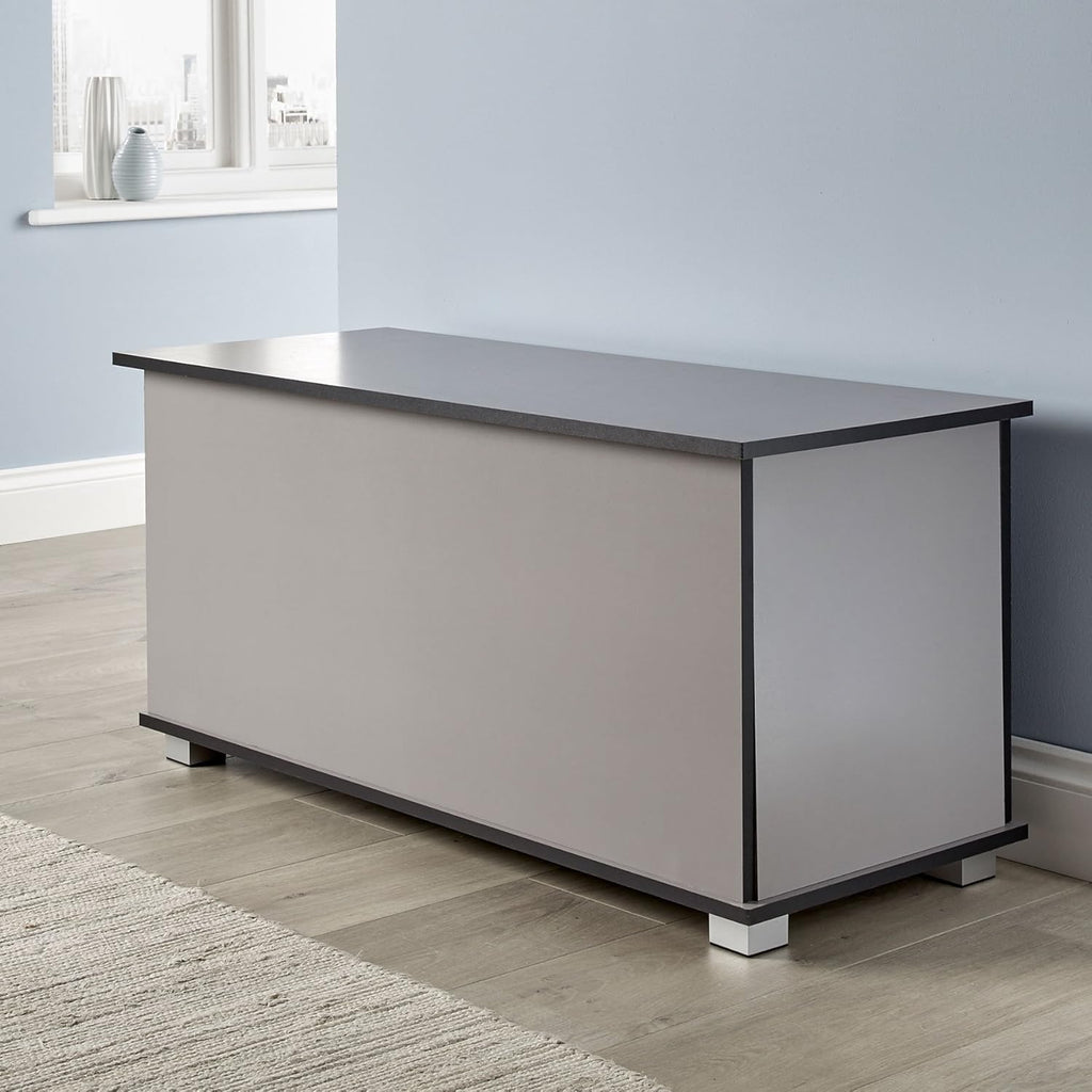 Ottoman Storage Chest Grey Toy Chest Bedding or Blanket Box Large Wooden