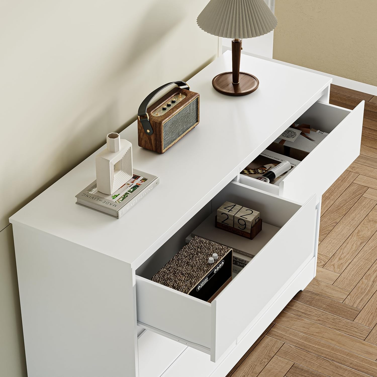 Chest of Drawers Bedroom Storage Cabinet Wide Dresser with 6 Drawers Bedroom Furniture