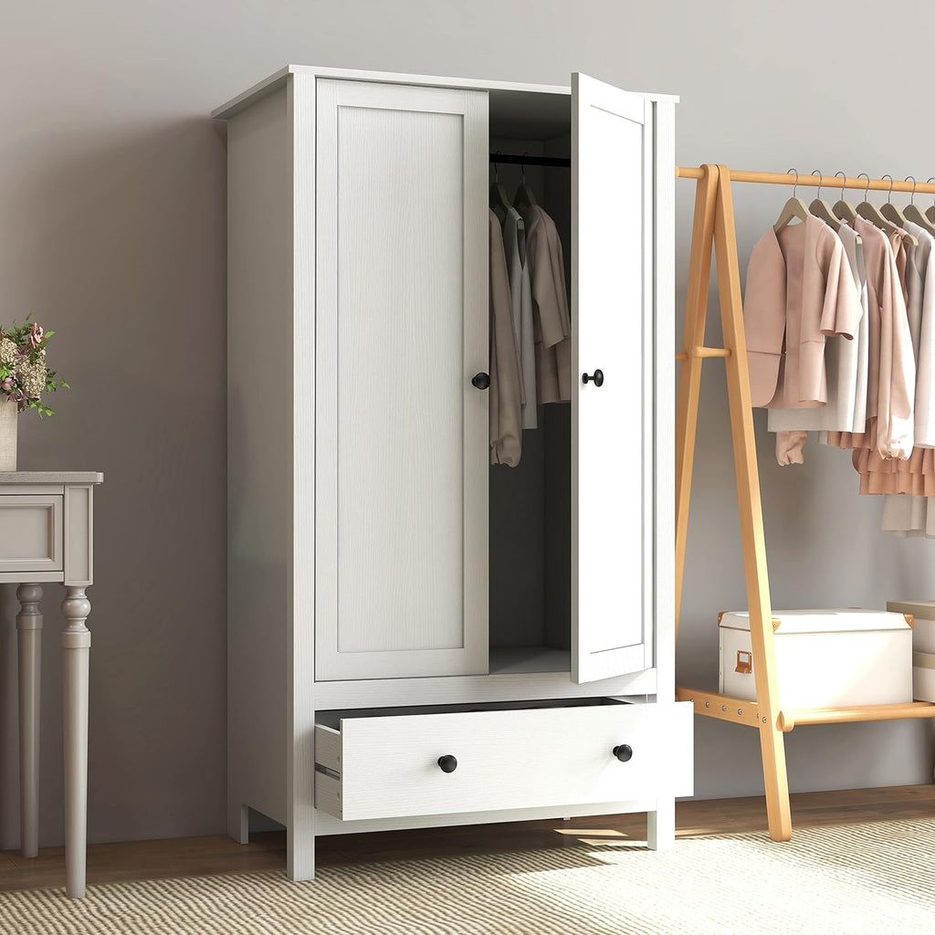 2 Door Wardrobe, Armoire with Drawer for Bedroom