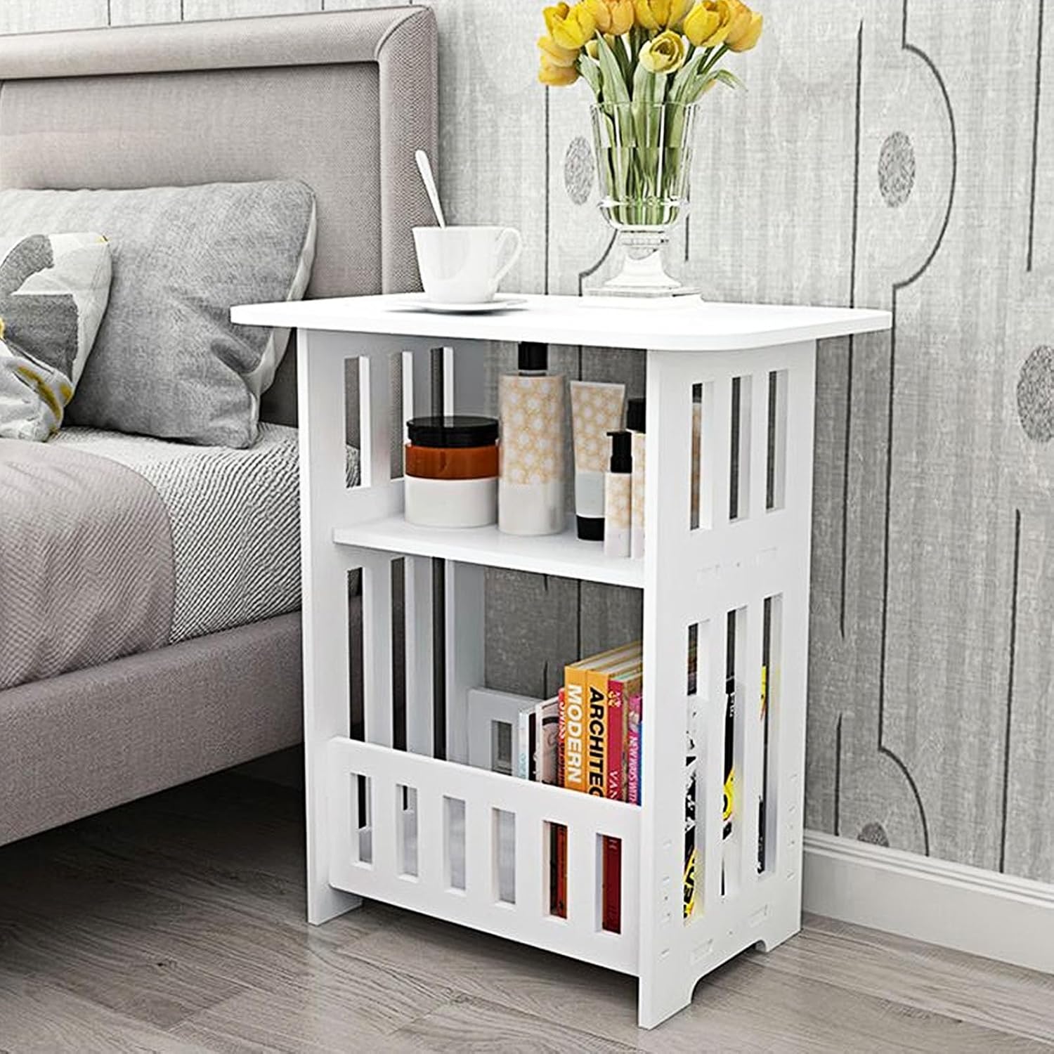 3 Tier Side Table 45x30x49cm - Modern Wood Nightstand End Table for Home Bedroom Living Room