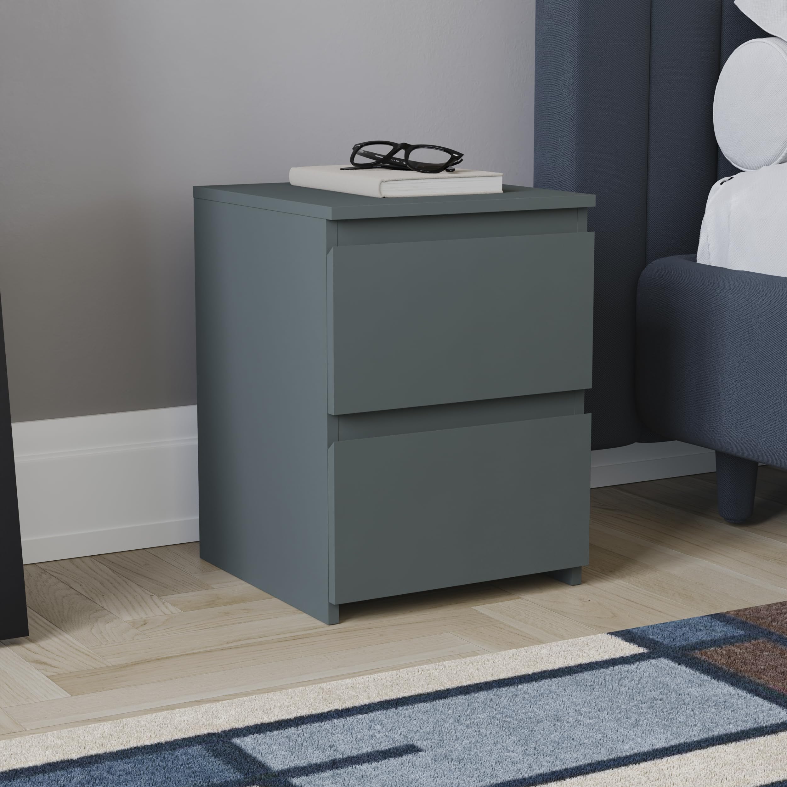 2 Drawer Bedside Chest (Grey)