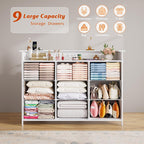 Dresser with LED Light,TV Stand for Bedroom with Charging Station,Fabric Drawer for Hallway