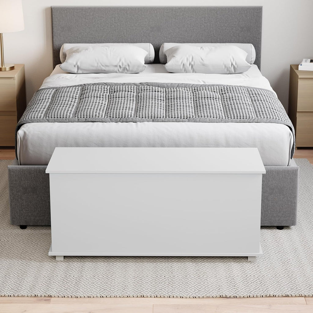 Storage Ottoman, Wooden Chest with Lid, Seat, Stool, Window Bench, Blankets, Bedding