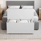 Storage Ottoman, Wooden Chest with Lid, Seat, Stool, Window Bench, Blankets, Bedding